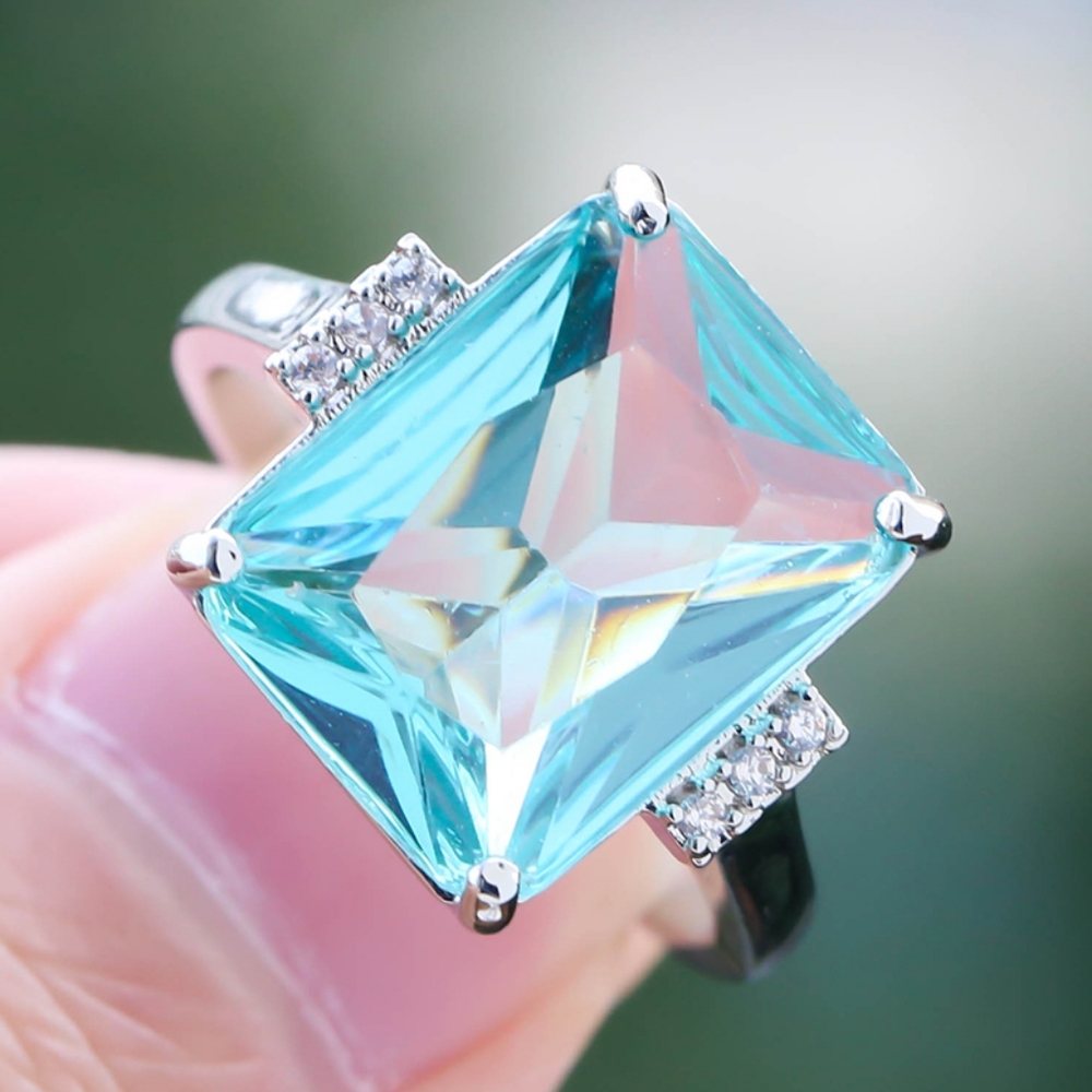 NEW AQUAMARINE S925 STERLING SILVER RING - Picture 4 of 4